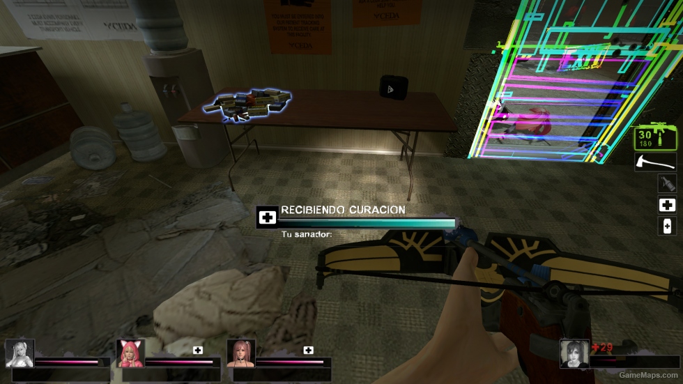 pink color healthbars & light blue progress bar