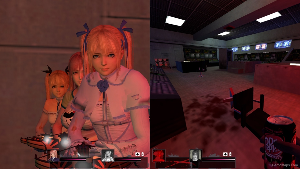 pink color healthbars & light blue progress bar