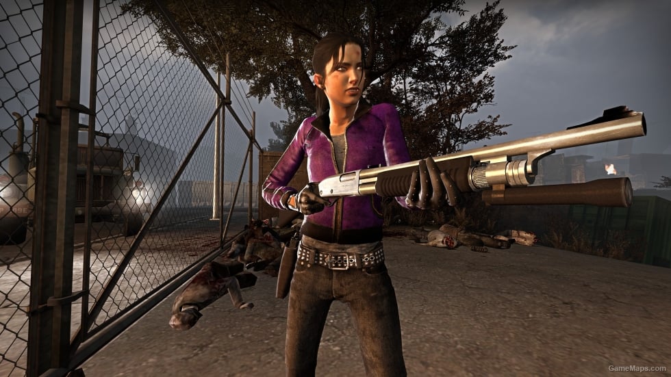 Purple Leather Coat with Driving Gloves