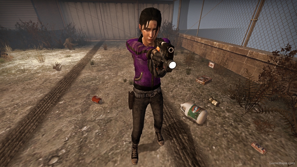 Purple Leather Coat with Driving Gloves