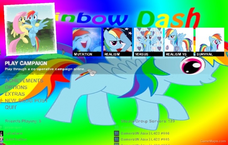 Rainbow Dash menu mod and background