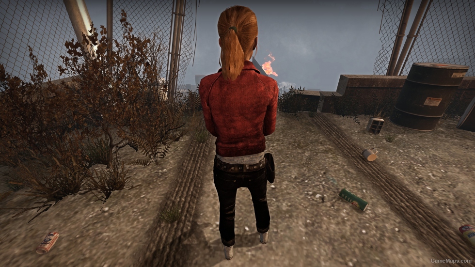 Red Denim And Leather Zoey Body With Gloves