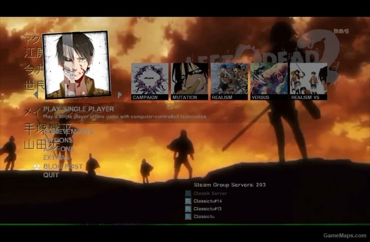 Shingeki no Kyojin / Attack on Titan Menu (Mod) for Left 4 Dead 2 