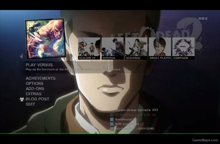 Shingeki no Kyojin / Attack on Titan Menu (Mod) for Left 4 Dead 2 