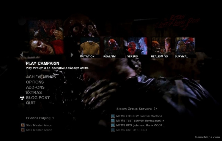 the Return of the Left for Living Dead part 2 Menu Mod