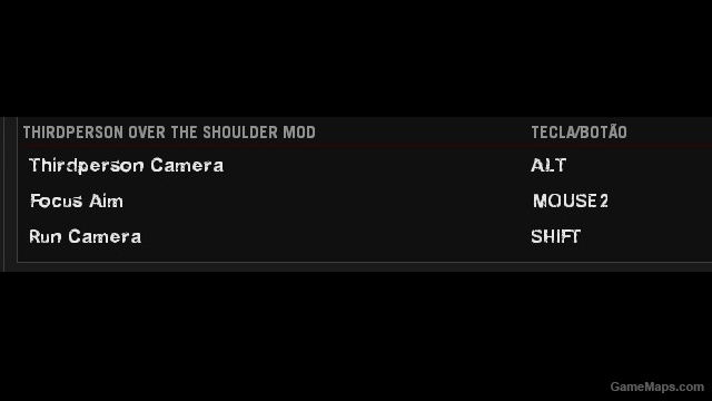 Thirdperson Over the Shoulder Mod MENU OPTIONS