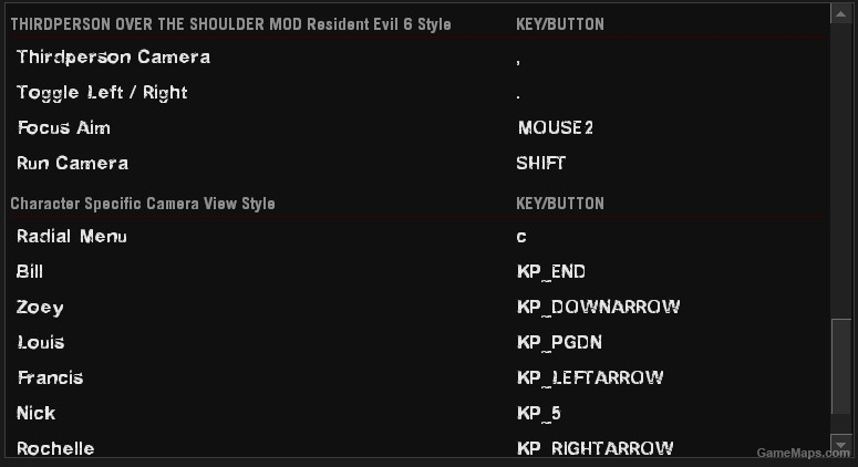 Thirdperson Over the Shoulder Mod Resident Evil 6 Style MENU OPTIONS