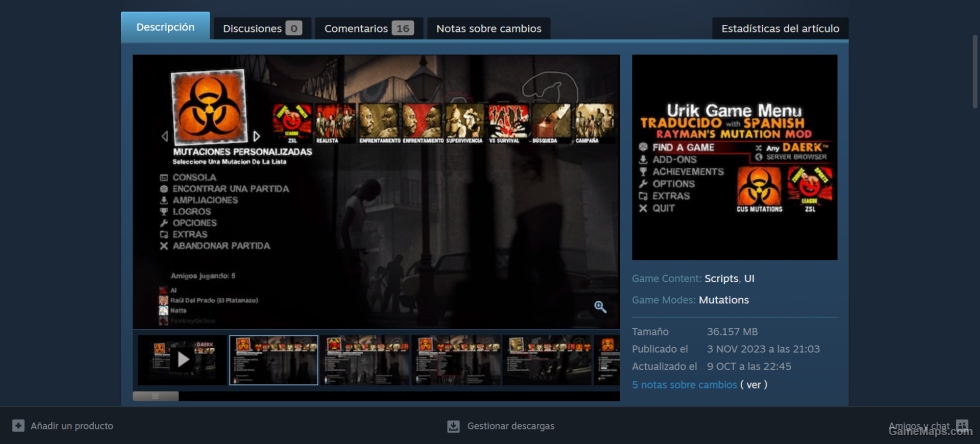 traducido español latam - Urik Game Menu with Rayman's Mutation Mod