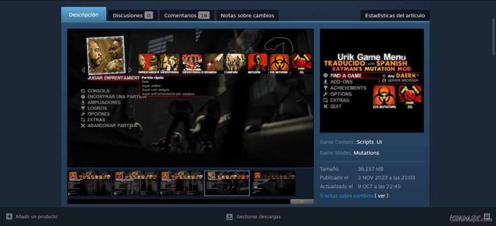 traducido español latam - Urik Game Menu with Rayman's Mutation Mod