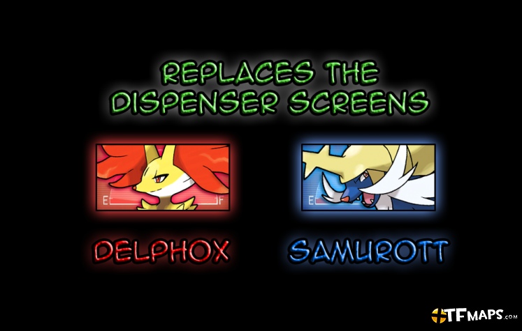 Delphox and Samurott Dispenser Screens
