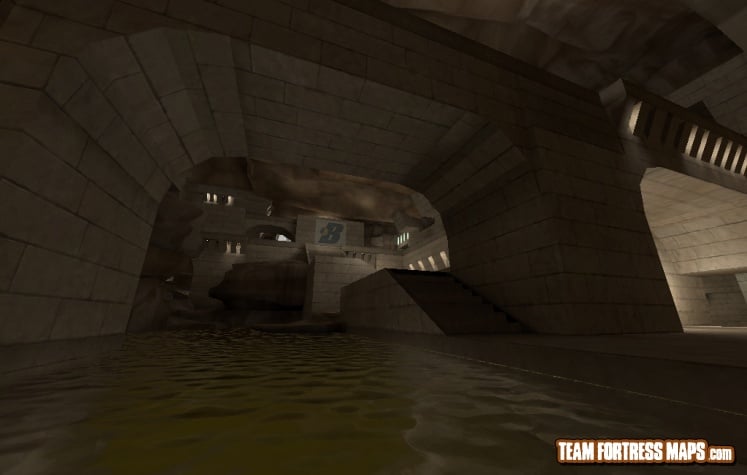 ctf_lostcity - View from the water of Blue's grotto. ctf_lostcity