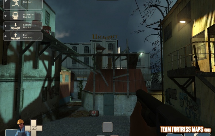 cp_ravenholm - A view of the nuetral capture point, in the middle of all the mayhem in the campaign for Half-Life 2. cp_ravenholm