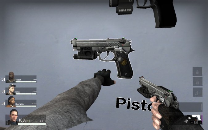 L4D1 Beretta 92FS Chrome Pistol