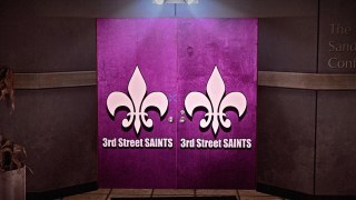 "3rd Street SAINTS" wooden door