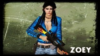L4D1-Sexy Zoey Blue Leather Jacket