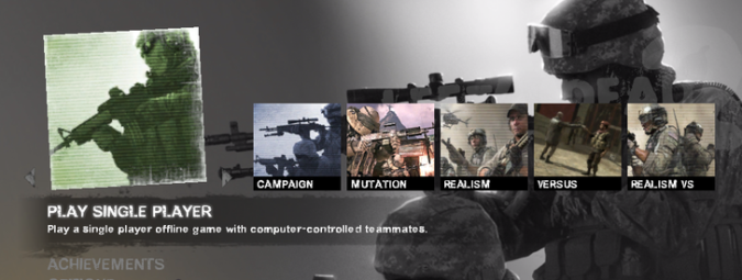 CoD Modern Warfare themed main menu