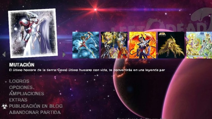 Menú BACKGROUND SAINT SEIYA