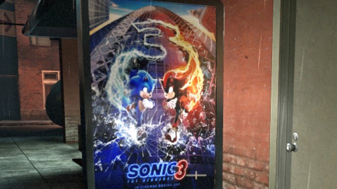 Sonic the Hedgehog 3 movie Bus stop poster