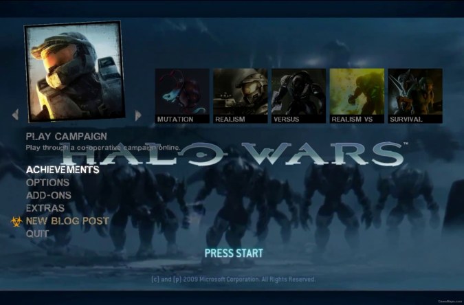 Halo Wars Menu