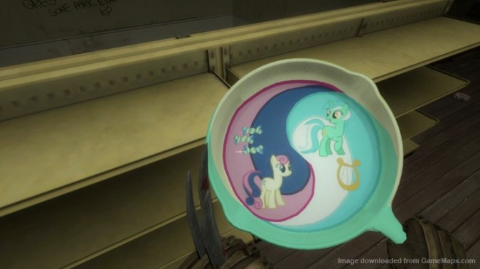 Lyra and Bonbon frying pan (and the pinkie axe)