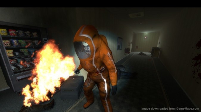 Orange hazmat suits