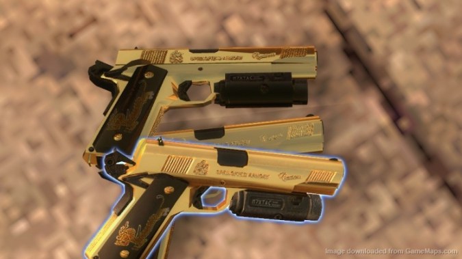 Pistol, Springfield 1911 custom gold (arby26 anims)