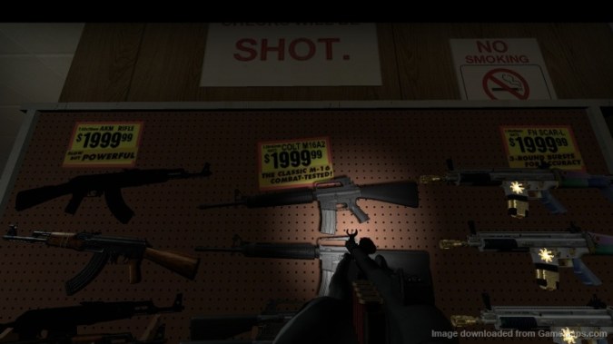 Realistic gun shop signs