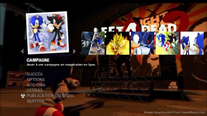 Sonic main menu