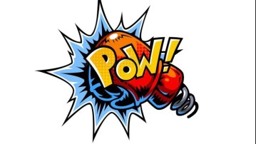 Punch boxing comic style and red corner with round:2 Stock Vector