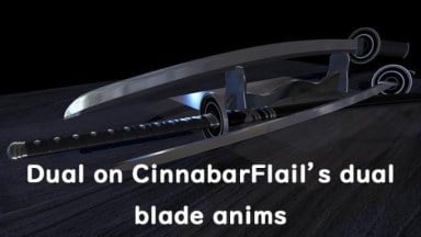 Dual Black Katana on CinnabarFlail's dual blade anims v4 (Machete)