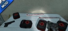 First aid kit with glowing cross