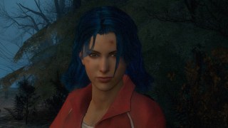 Zoey with her hair down - Blue